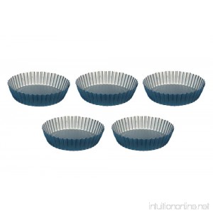 Mini Tart Pan Set - 5 pcs 4 7 inches Tartalet Molds - Teflon Nonstick Coating Form - easy to clean - Ideal for Pie Quiche Muffin Cheesecake - B077PBB8VV